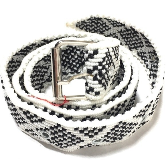 Black and White Geometric Tribal Print Belt NWOT main image 7